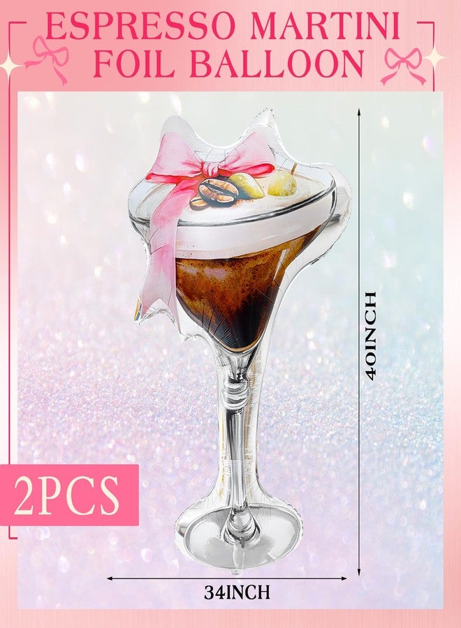 Charnoel 2 Pcs 40 x 34 Inch Giant Espresso Martini Balloon Cocktail Foil Balloons A Tiny Bit Older Party Decorations for Bachelorette, Birthday, Dirty Martini Party, Bikinis Bridal Shower Wedding - Image 2